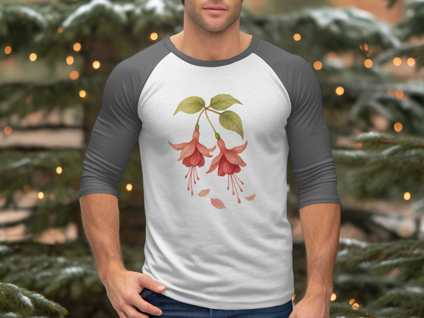 Floral Design Long Sleeve Raglan Shirt product
