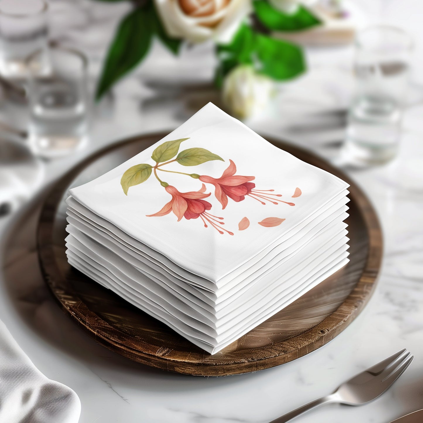 Elegant Floral Design Disposable Napkins product