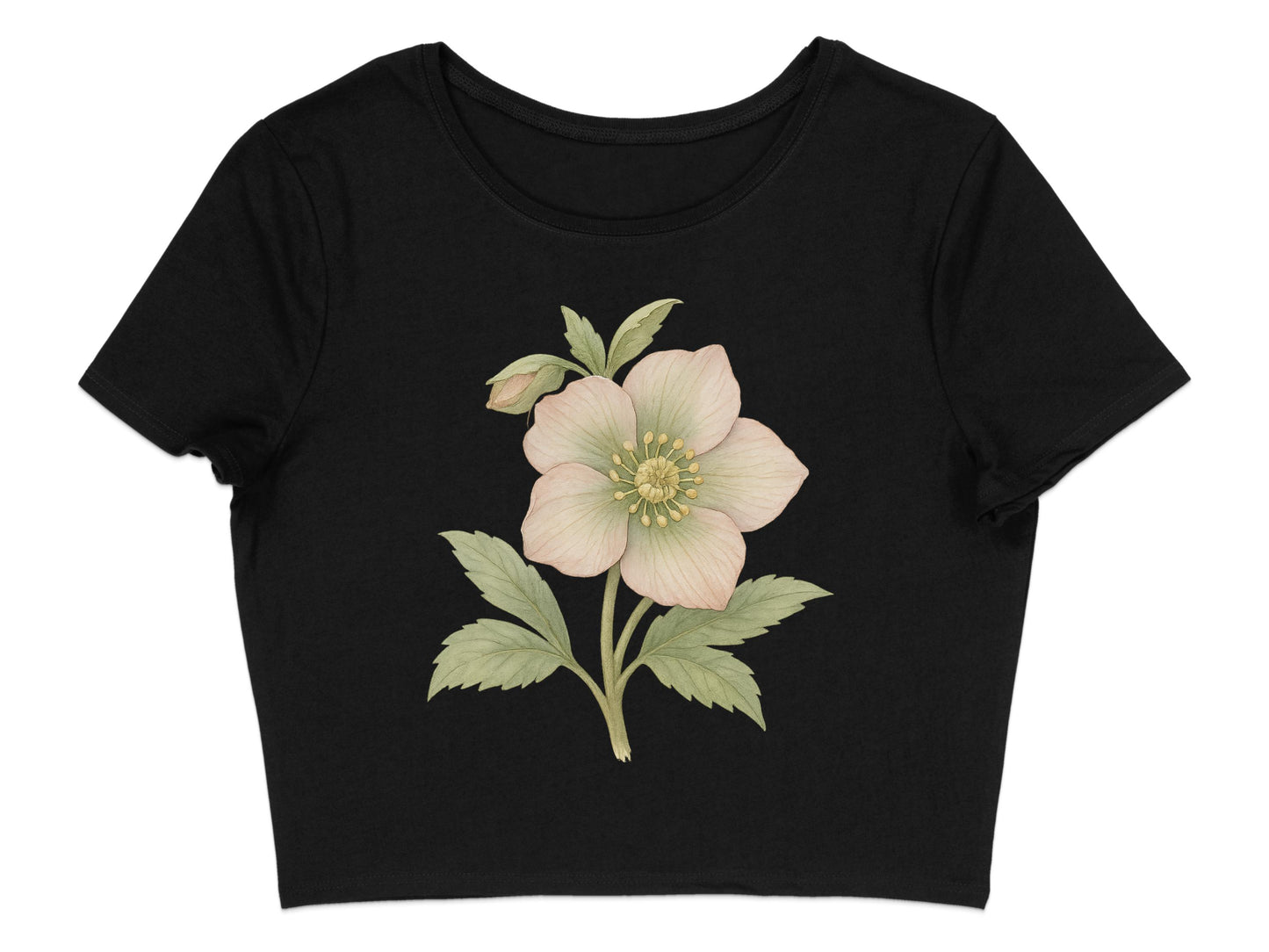 Stylish Black Crop Top with Elegant Floral Print product