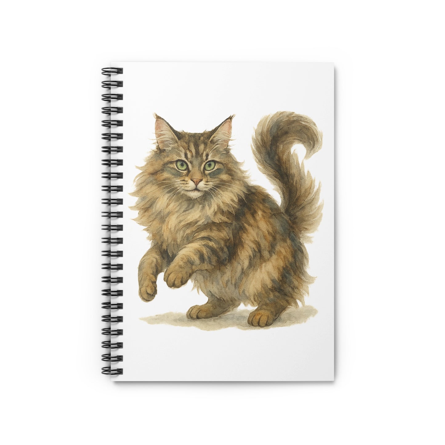 Adorable Fluffy Cat Design on Spiral Notebook product