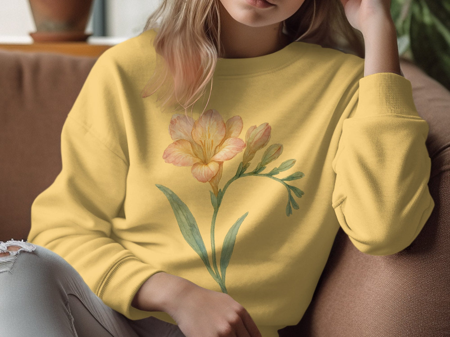 Yellow Sweatshirt with Beautiful Floral Print product