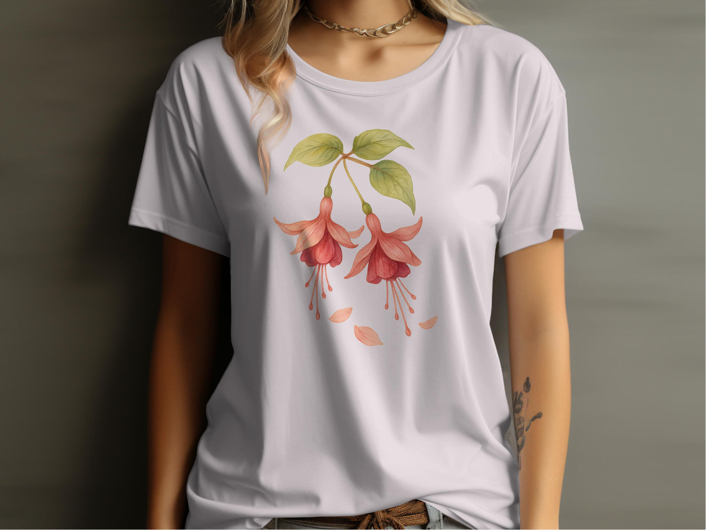 Beautiful Red Pink Floral Graphic Tee Shirt product