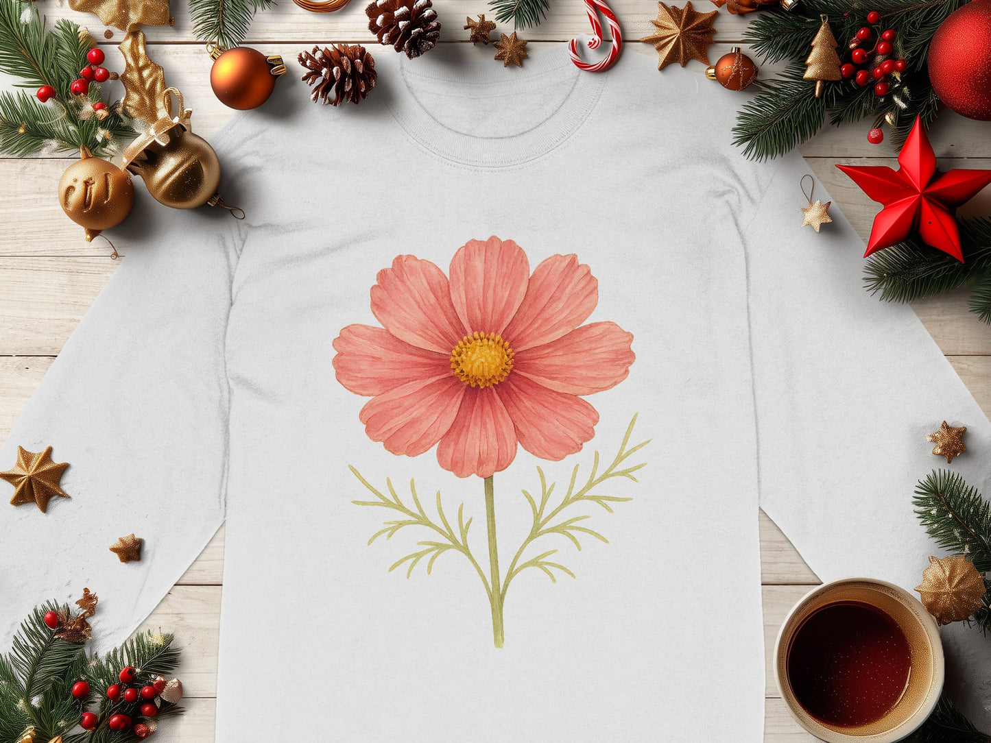 Festive Holiday Floral Long Sleeve Shirt product