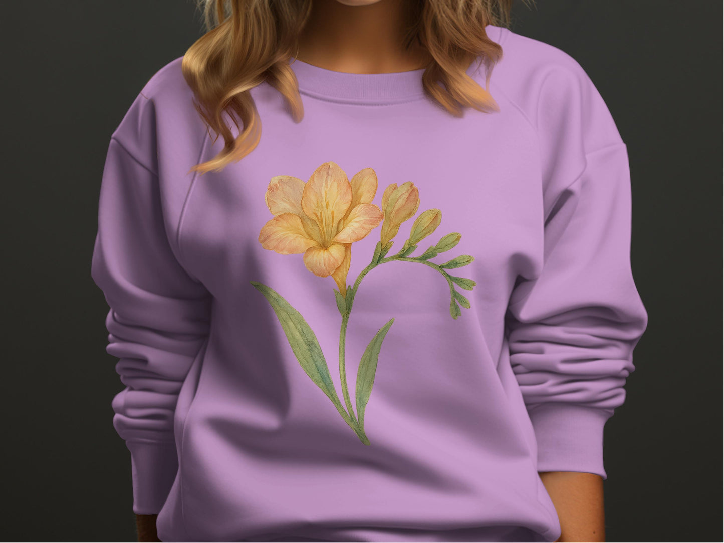 Lilac Sweatshirt with Yellow Flower Design product type