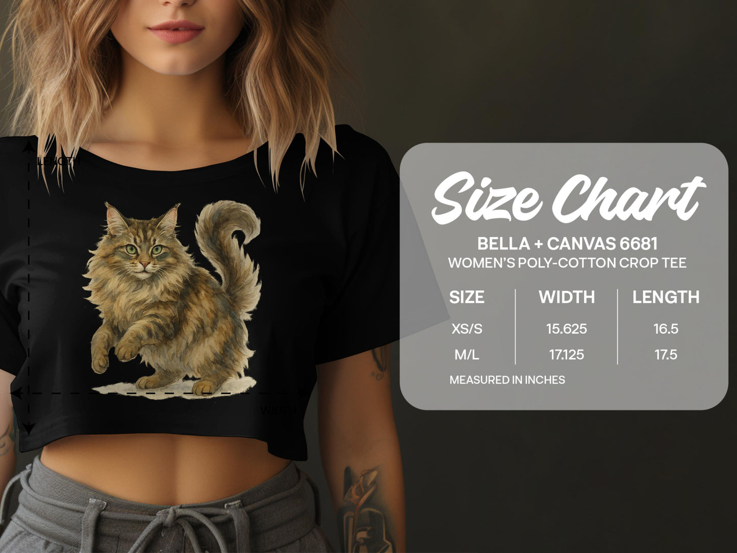 Cute Fluffy Cat Design Women's Crop Tee product type