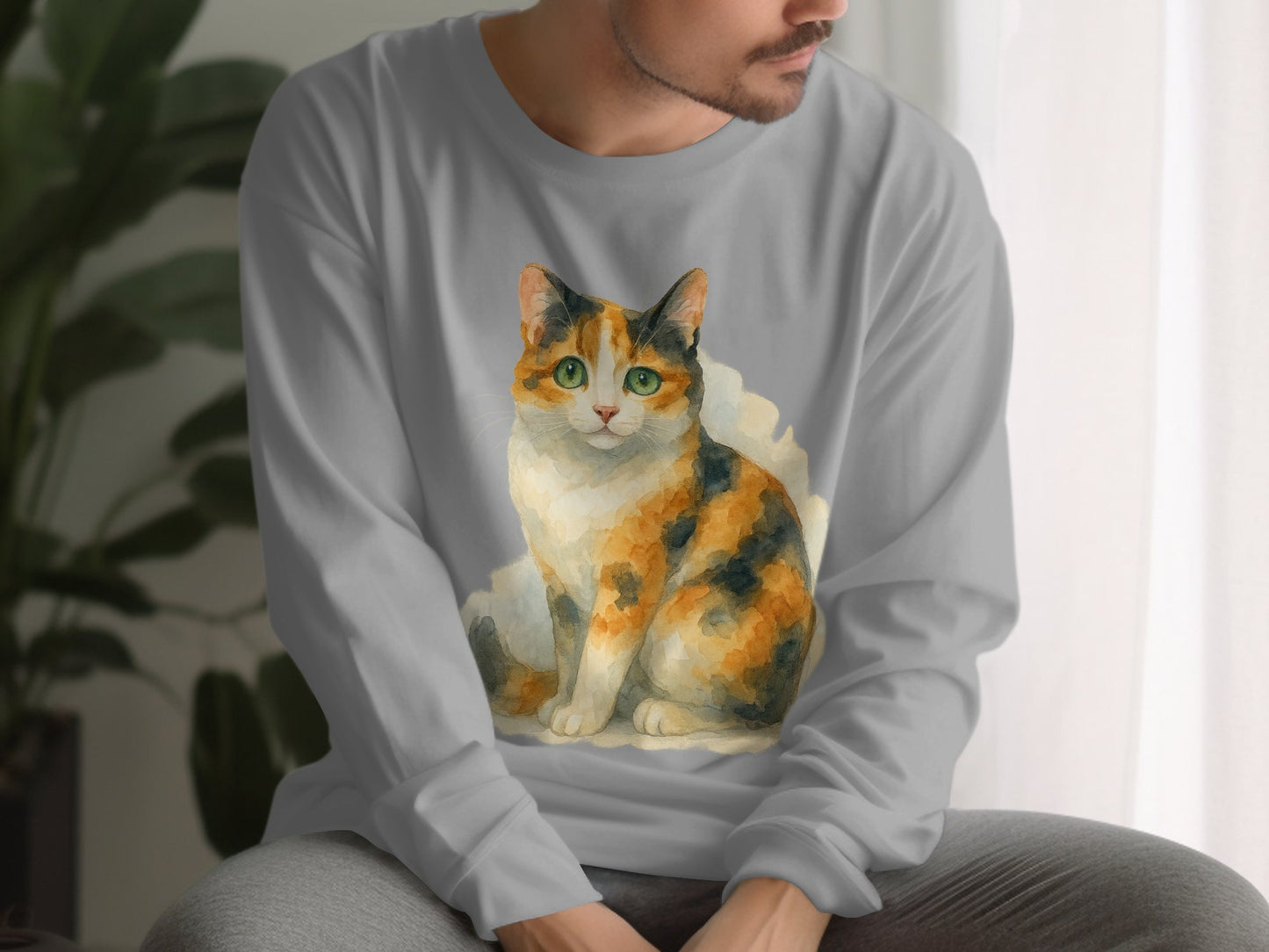 Cozy Calico Cat Print Design Long Sleeve Shirt product type