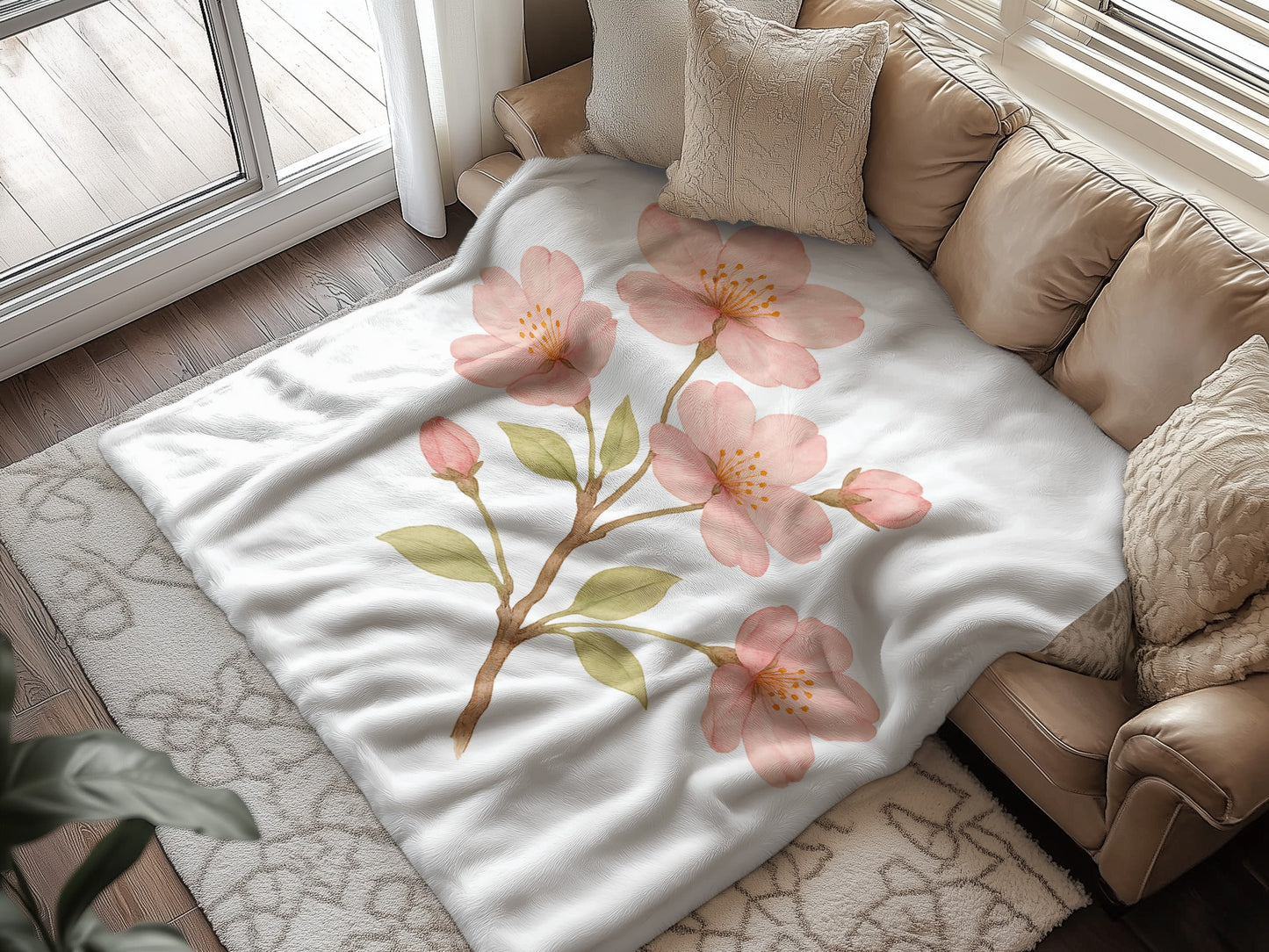 Elegant Floral Blossom Design Throw Blanket product