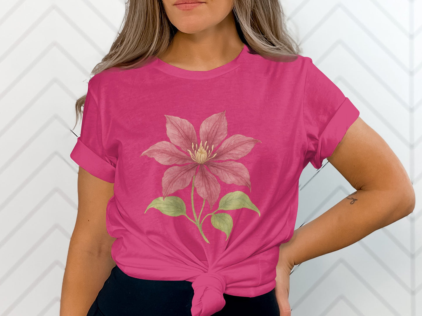 Floral Design Pink Short Sleeve Casual Wear product type