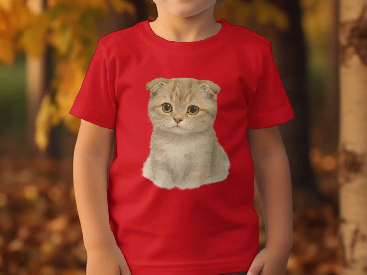 Cute Cat Graphic Red Shirt for Kids T-Shirt product