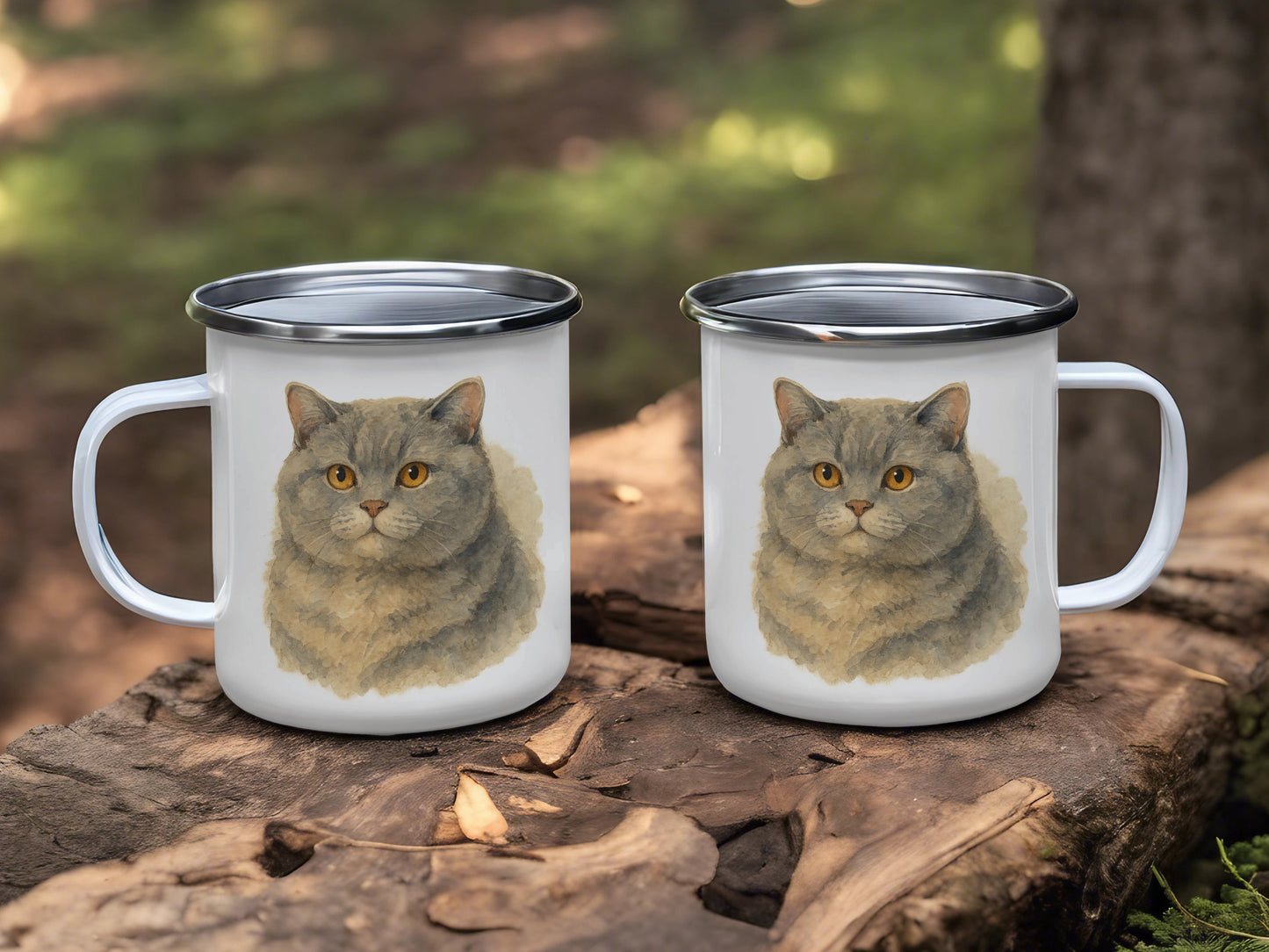 Adorable Gray Cat Illustration on White Mug product