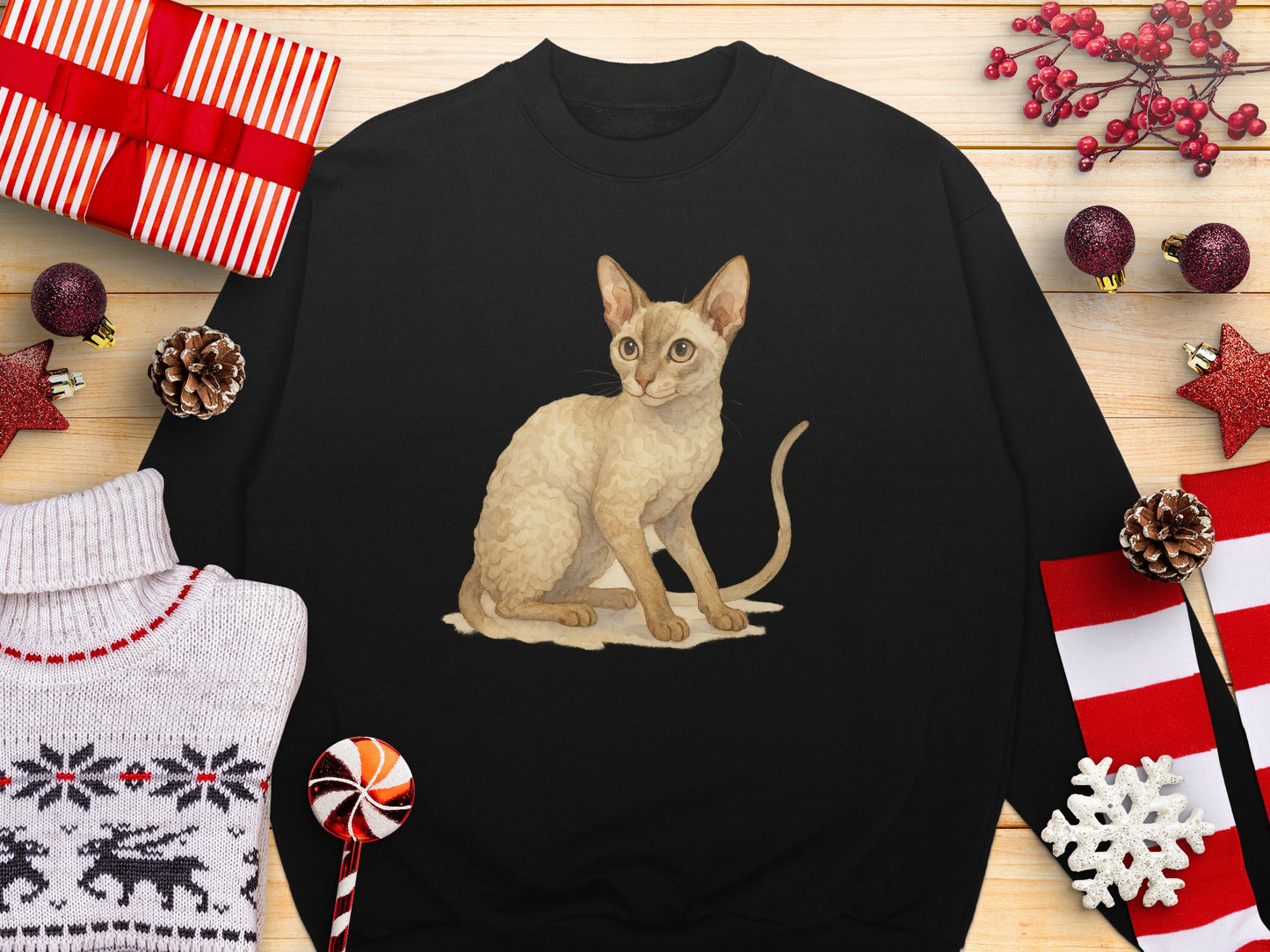 Vintage Style Cat Artwork on Premium Sweatshirt Product