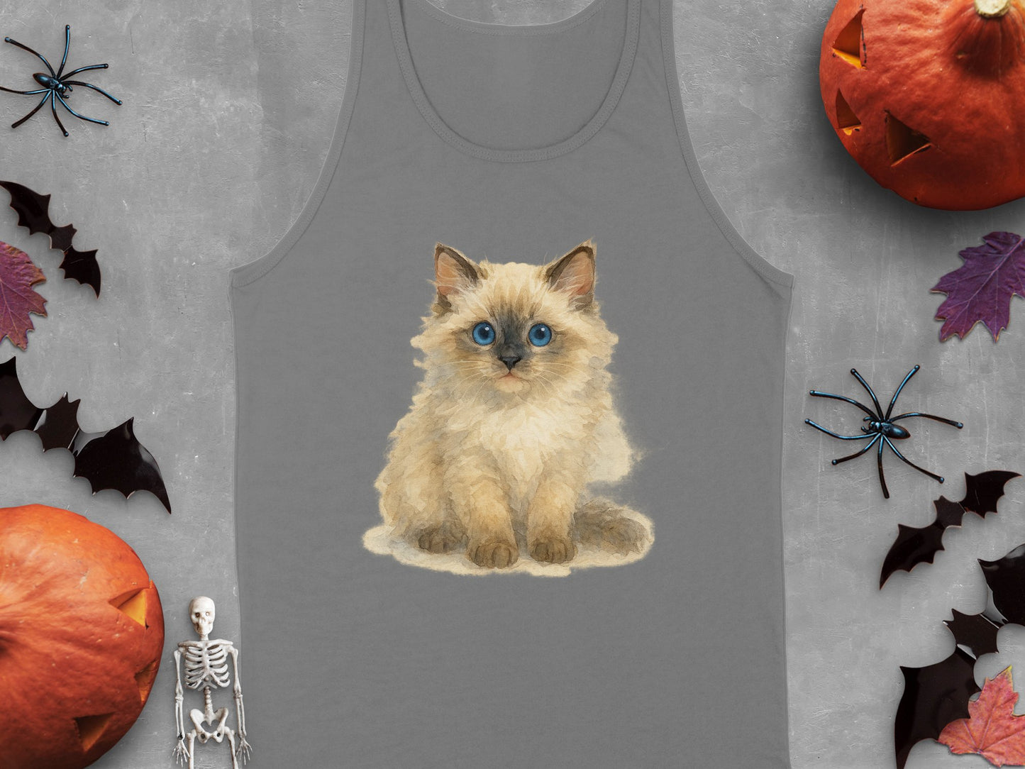 Adorable Blue-Eyed Fluffy Kitten Print Tank Top Product