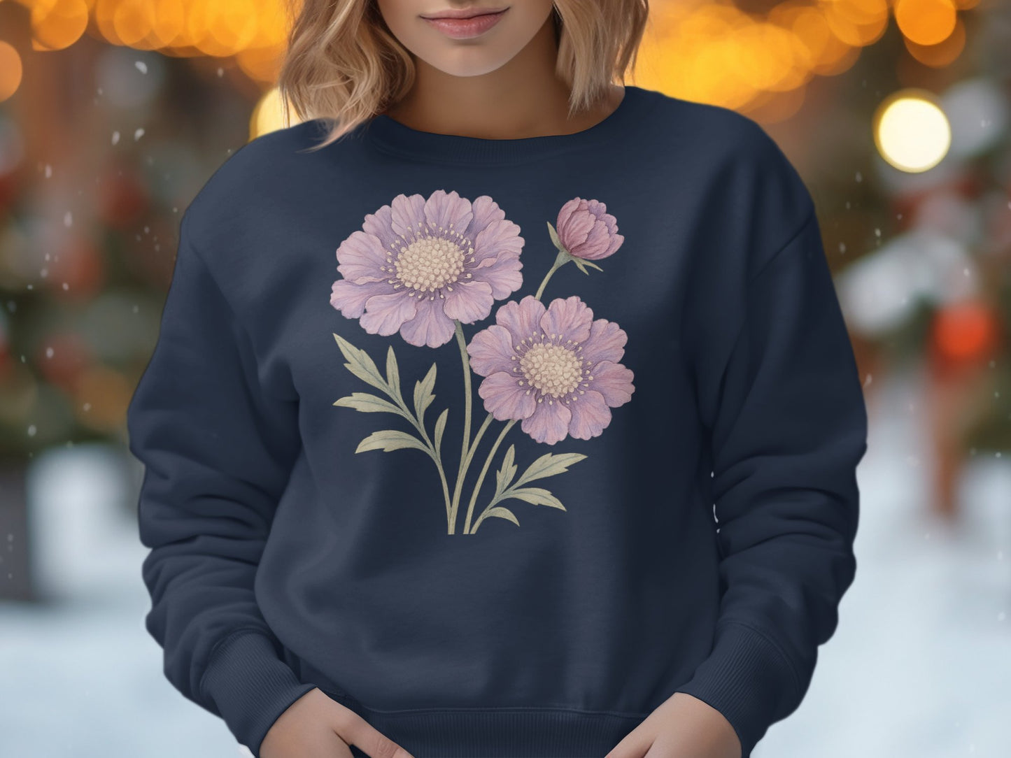 Beautiful Floral Graphic on Navy Blue Sweatshirt product