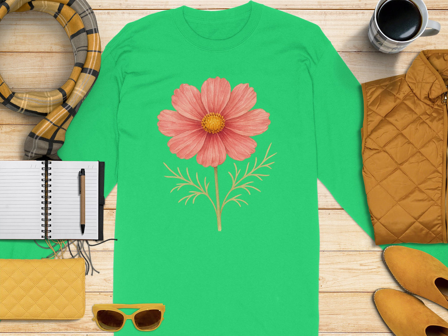 Pink Flower Graphic Long Sleeve Shirt product