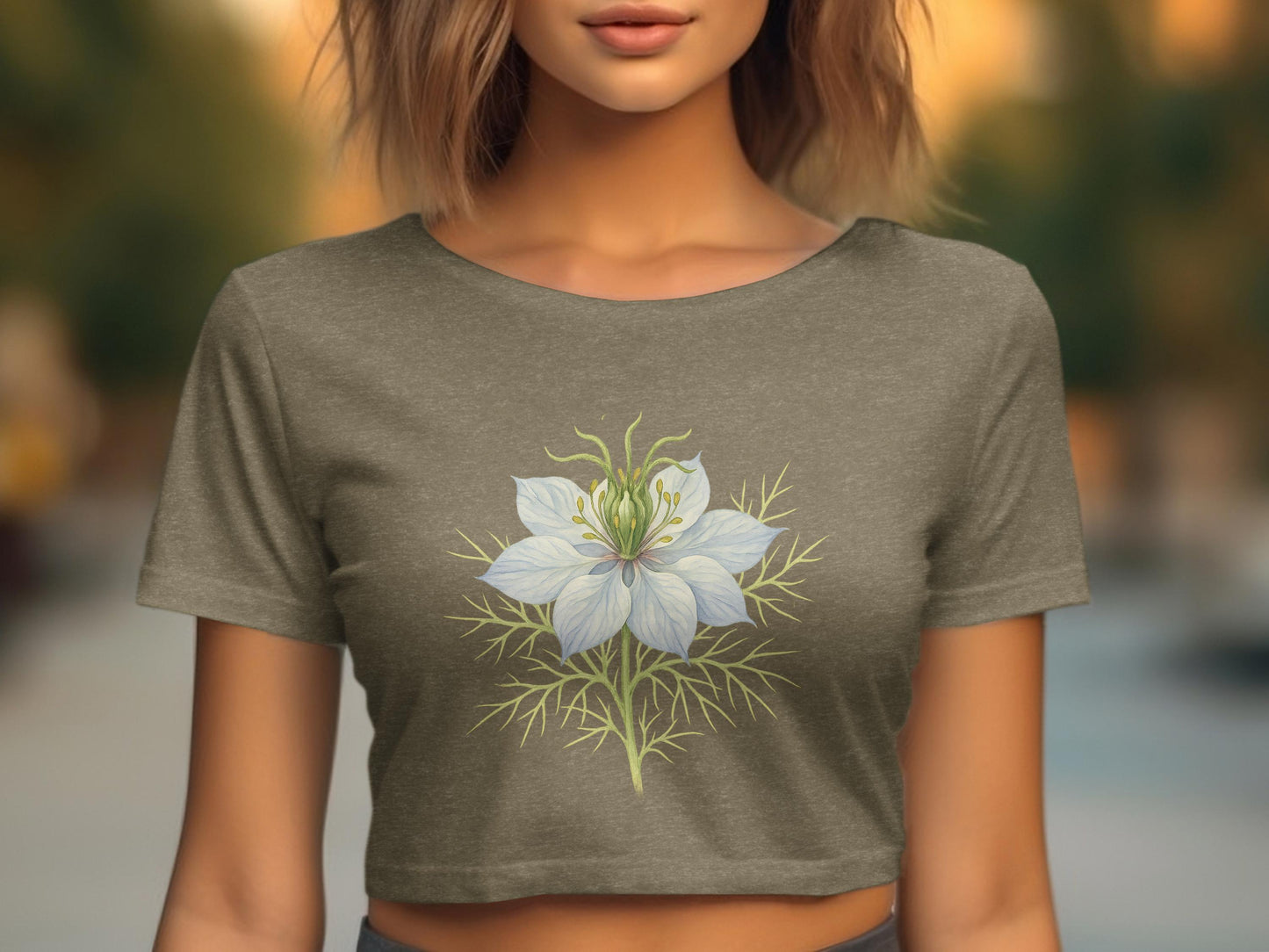 Floral Graphic Design on Fashionable Crop Top product type