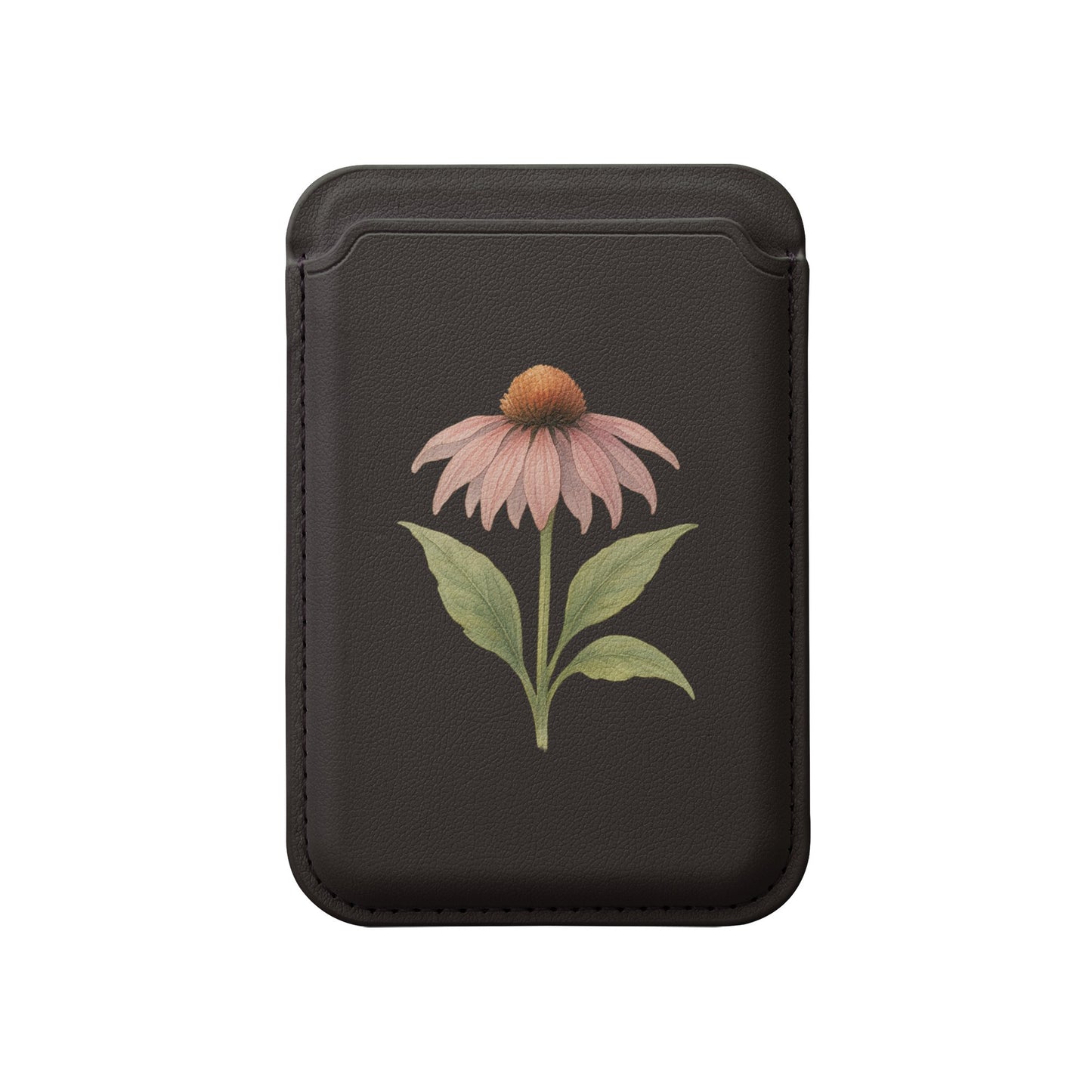 Elegant Floral Design on Black Wallet Product
