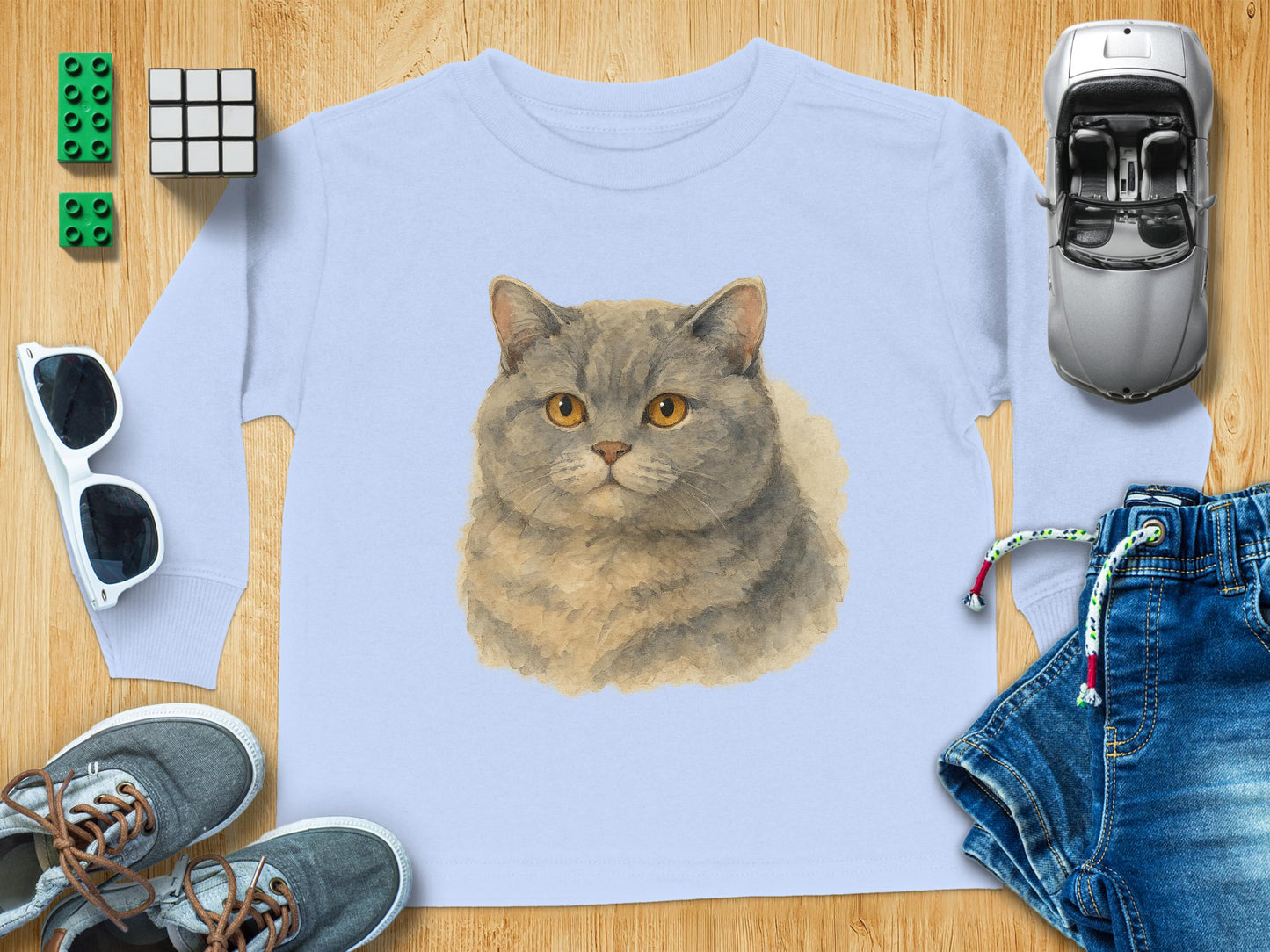 Long Sleeve Shirt with Cat Illustration Design product type