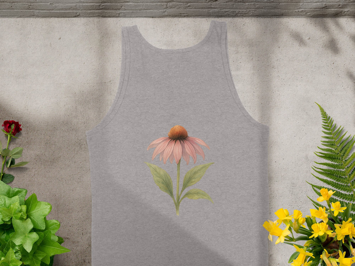 Colorful Floral Design on Gray Tank Top product type