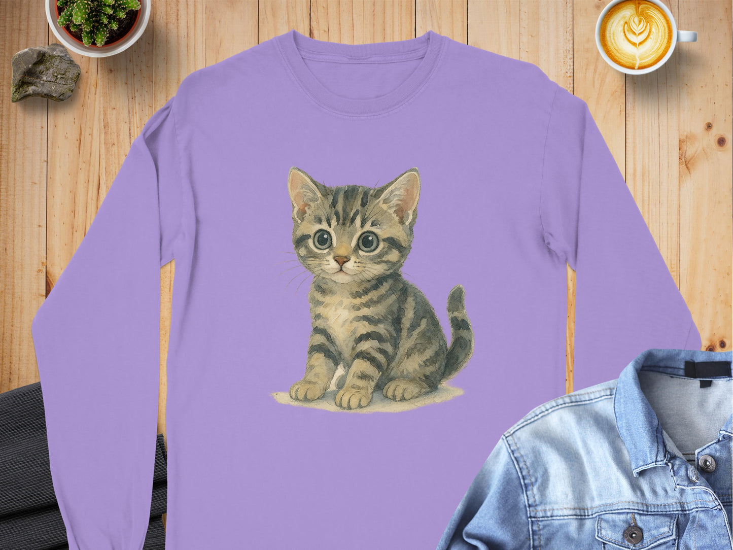 Cute Kitten Graphic Long Sleeve Shirt product type
