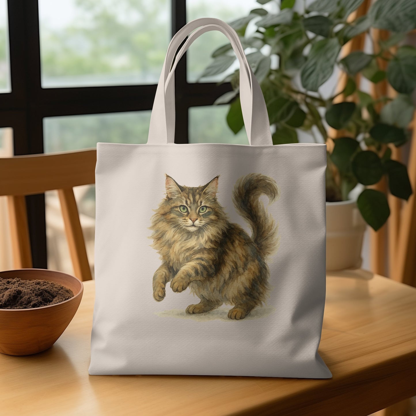 Adorable Fluffy Cat Print on Stylish Tote Bag product type