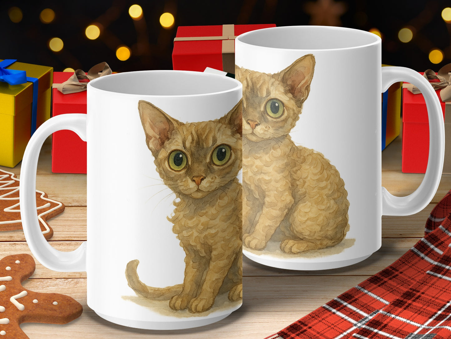 Cute Cat Illustration Holiday Gift Mug product type