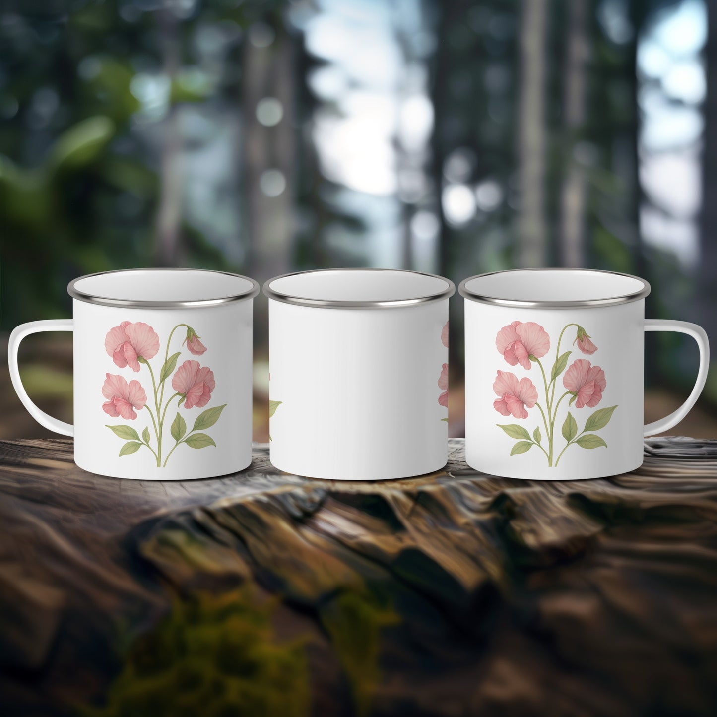 Enamel Camping Mug with Pink Floral Design product
