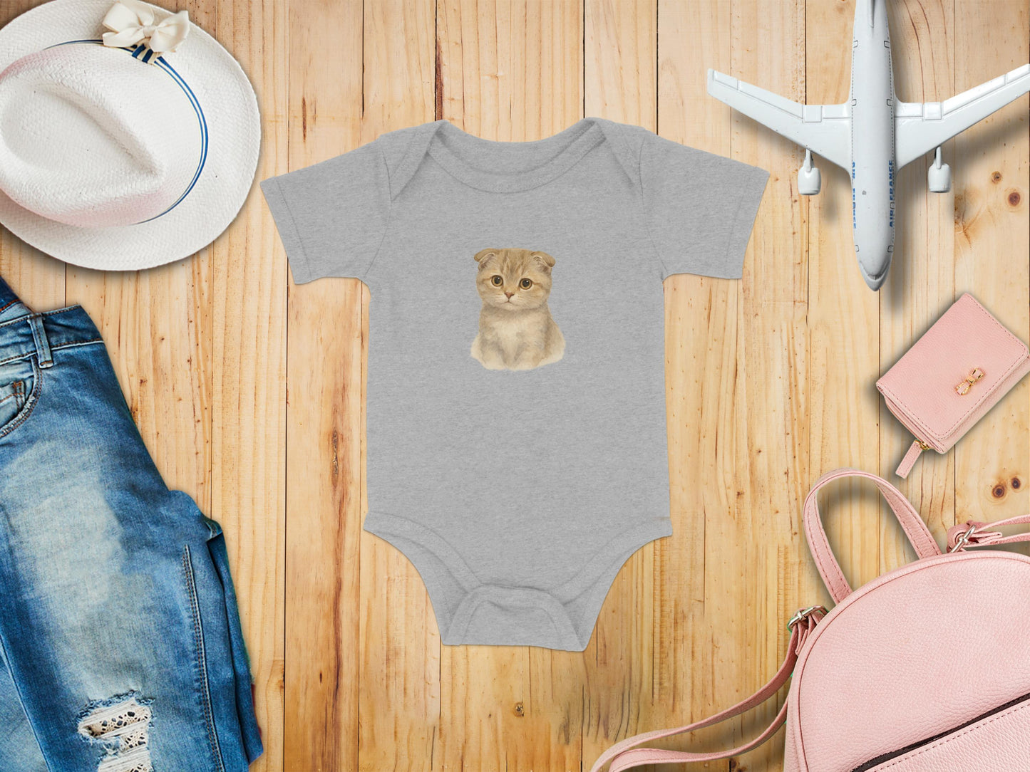 Cute Baby Onesie with Adorable Kitten Print product