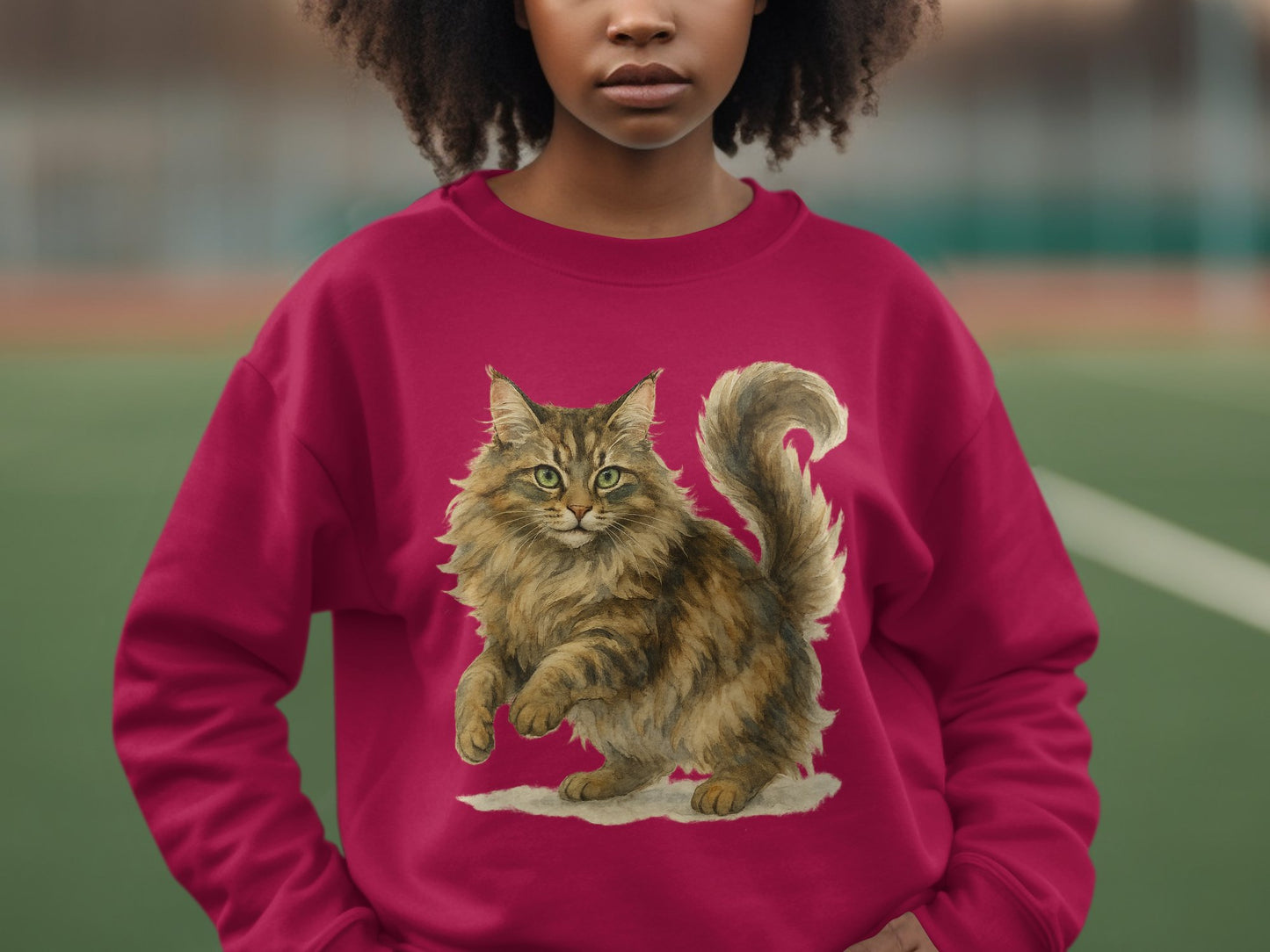 Adorable Fluffy Cat Design Cozy Sweatshirt product type