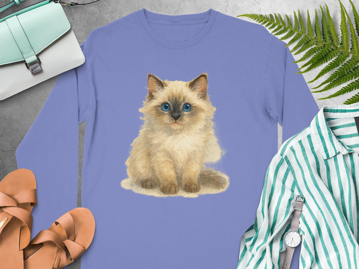 Adorable Fluffy Kitten Graphic Long Sleeve Shirt product type