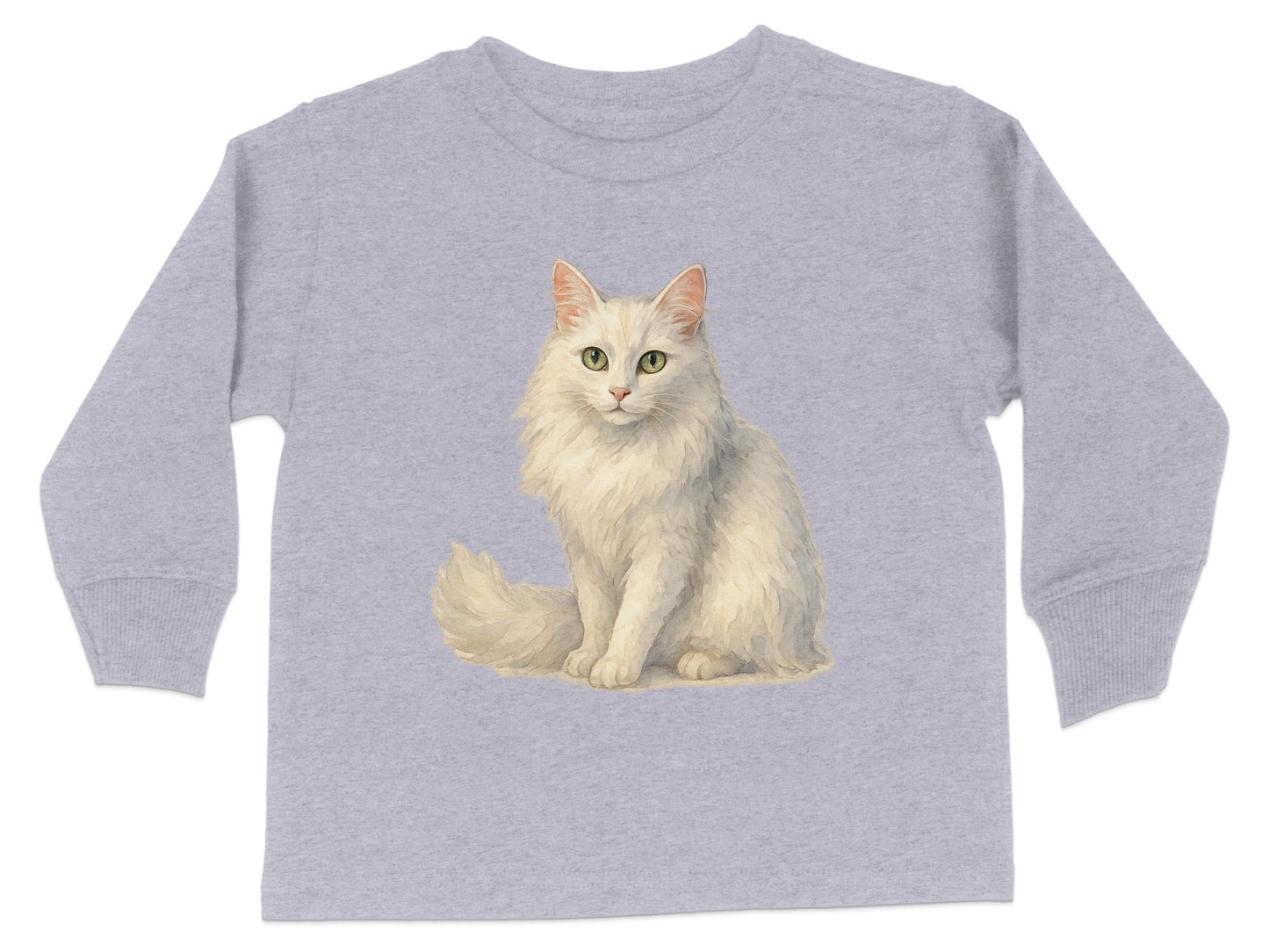 Adorable Cat Print on Gray Long Sleeve Shirt product type