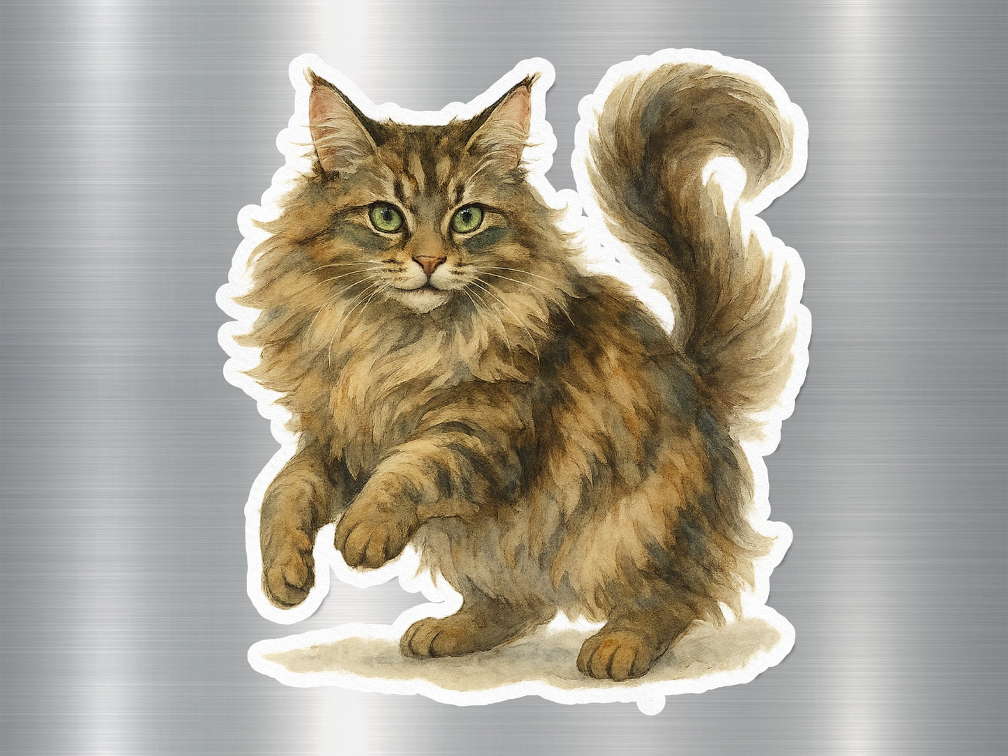 Adorable Fluffy Cat Illustrated Design Sticker product