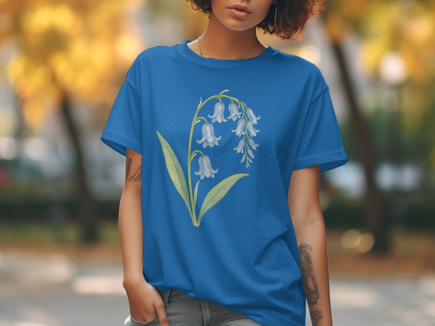 Blue T-Shirt with Beautiful Flower Design product type