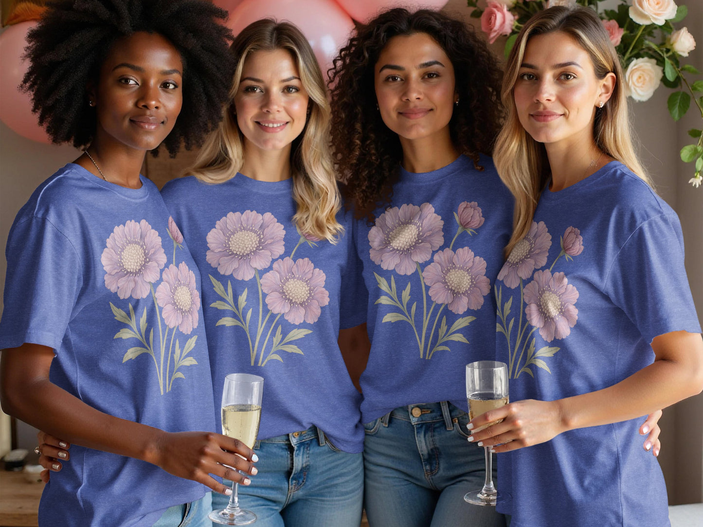 Floral Graphic Tee with Pink Blossoms design product type