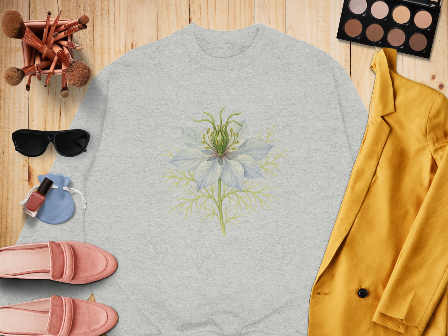 Elegant Floral Design Long Sleeve Casual Shirt product type