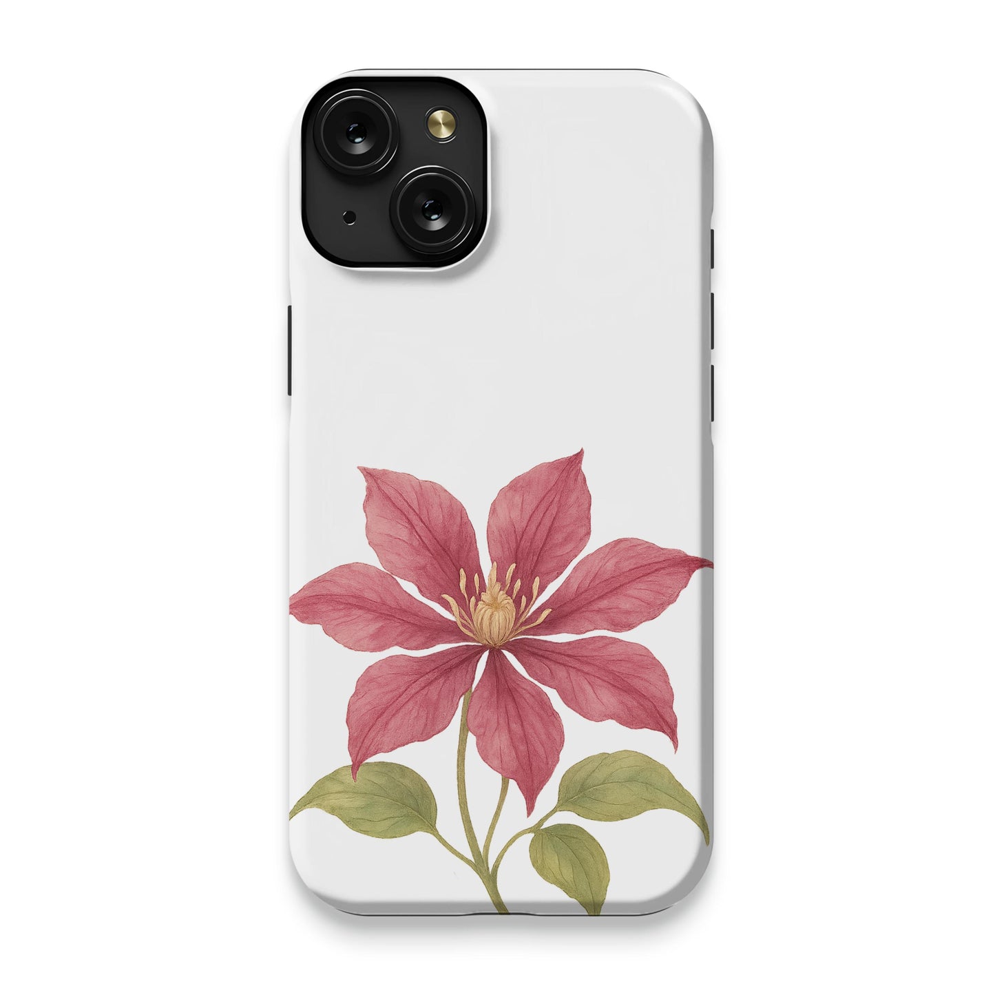Floral Pink Clematis Design on White Phone Case product