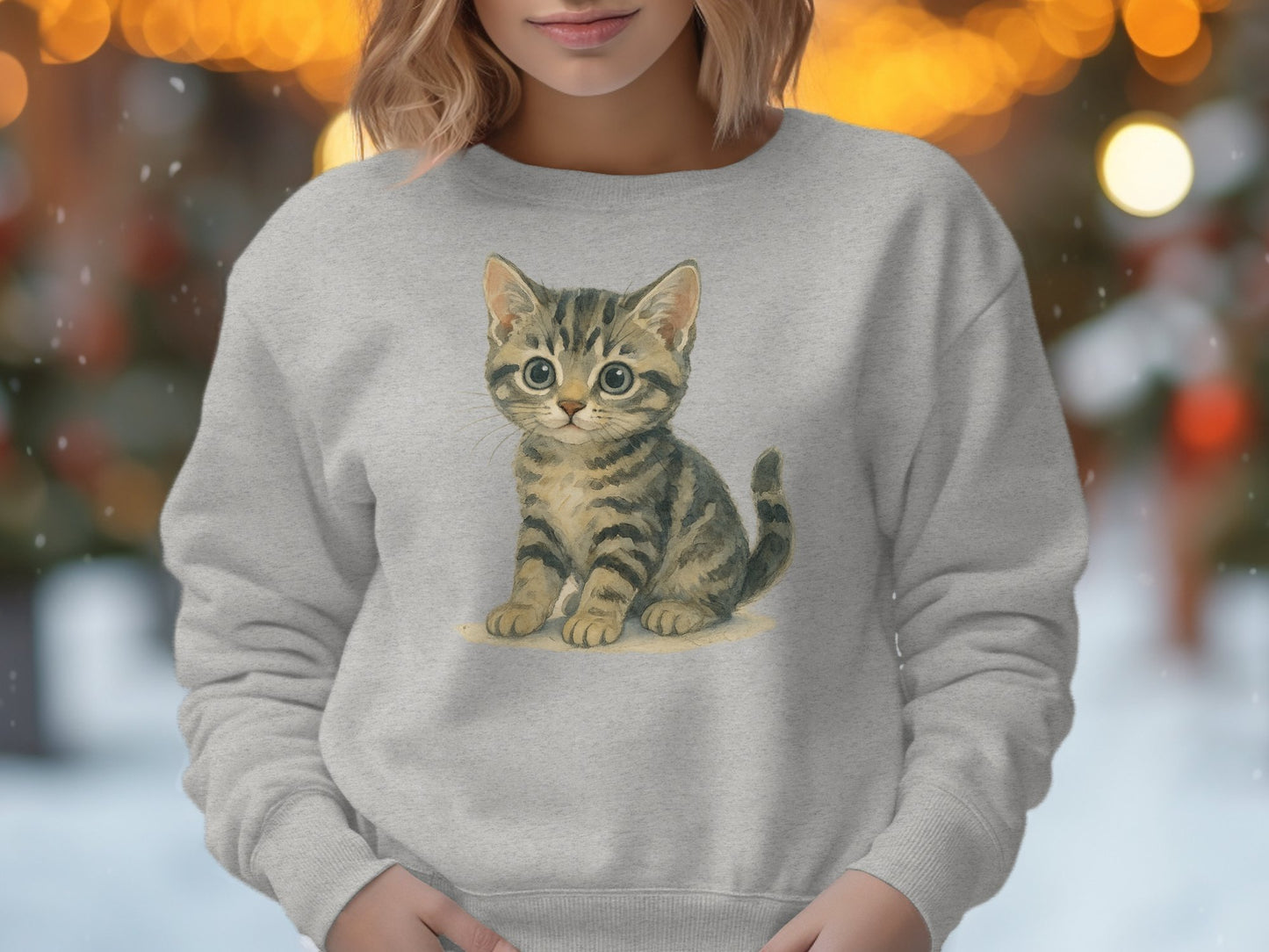 Cute Kitten Illustration on Cozy Sweatshirt product