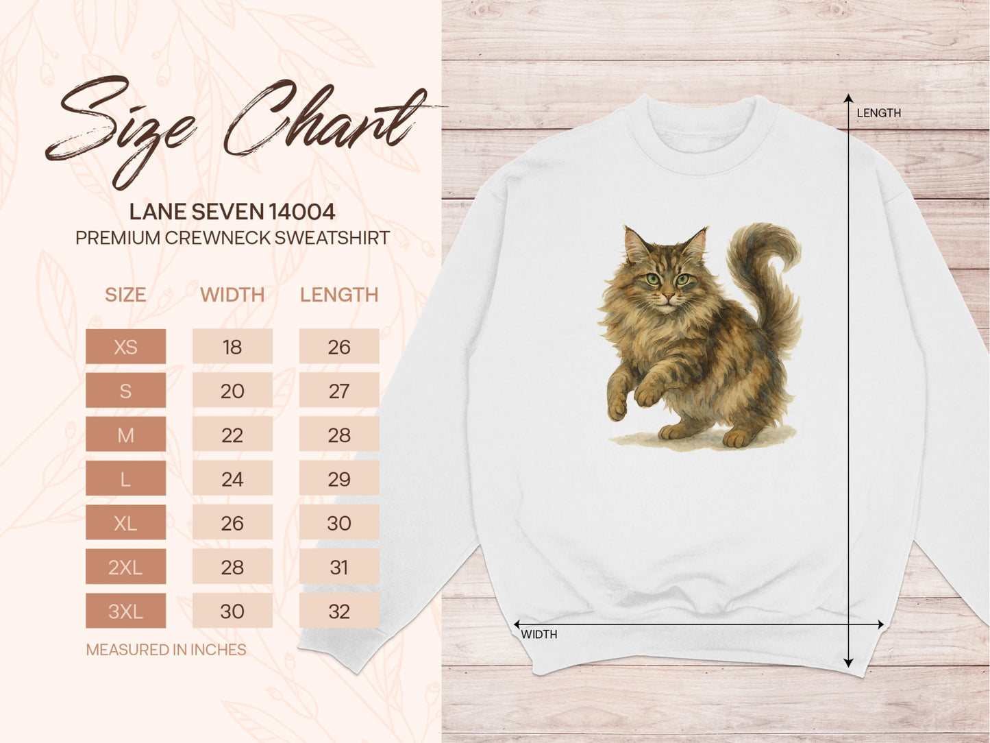 Fluffy Cat Printed Premium Crewneck Sweatshirt product type