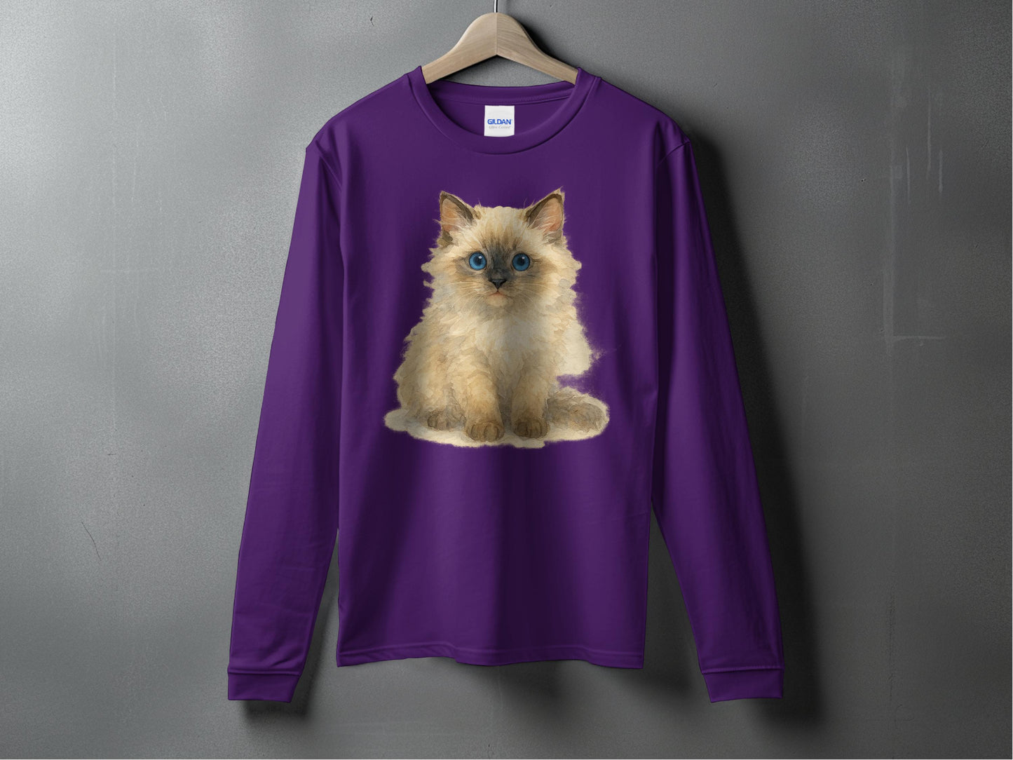 Cute Fluffy Kitten Print Long Sleeve Shirt product type