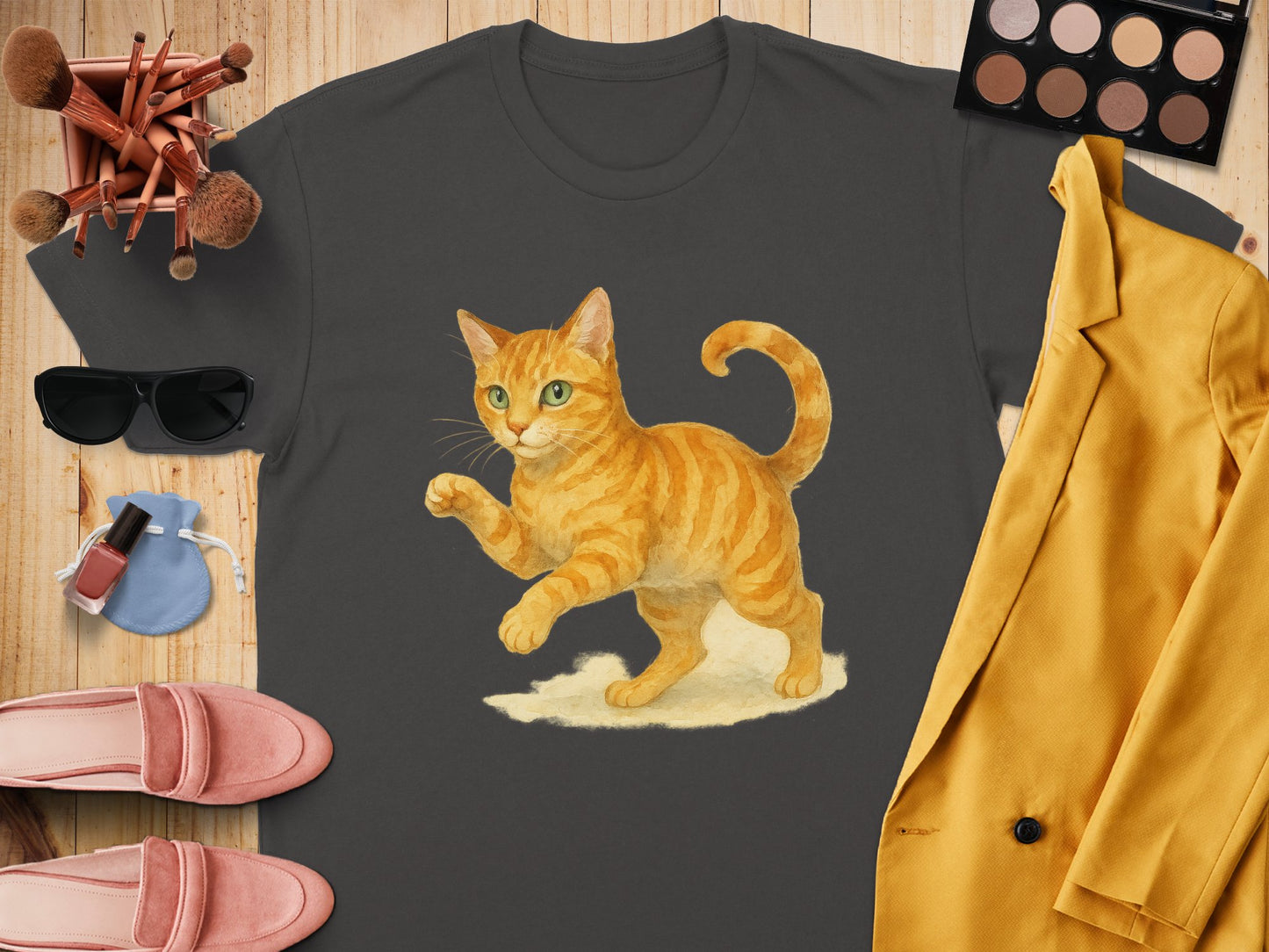 Orange Tabby Cat Design Graphic Tee Shirt product type