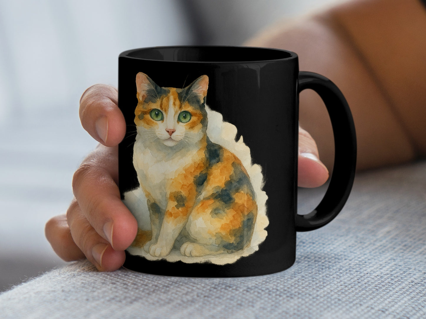 Adorable Calico Cat Artwork Design on Mug product
