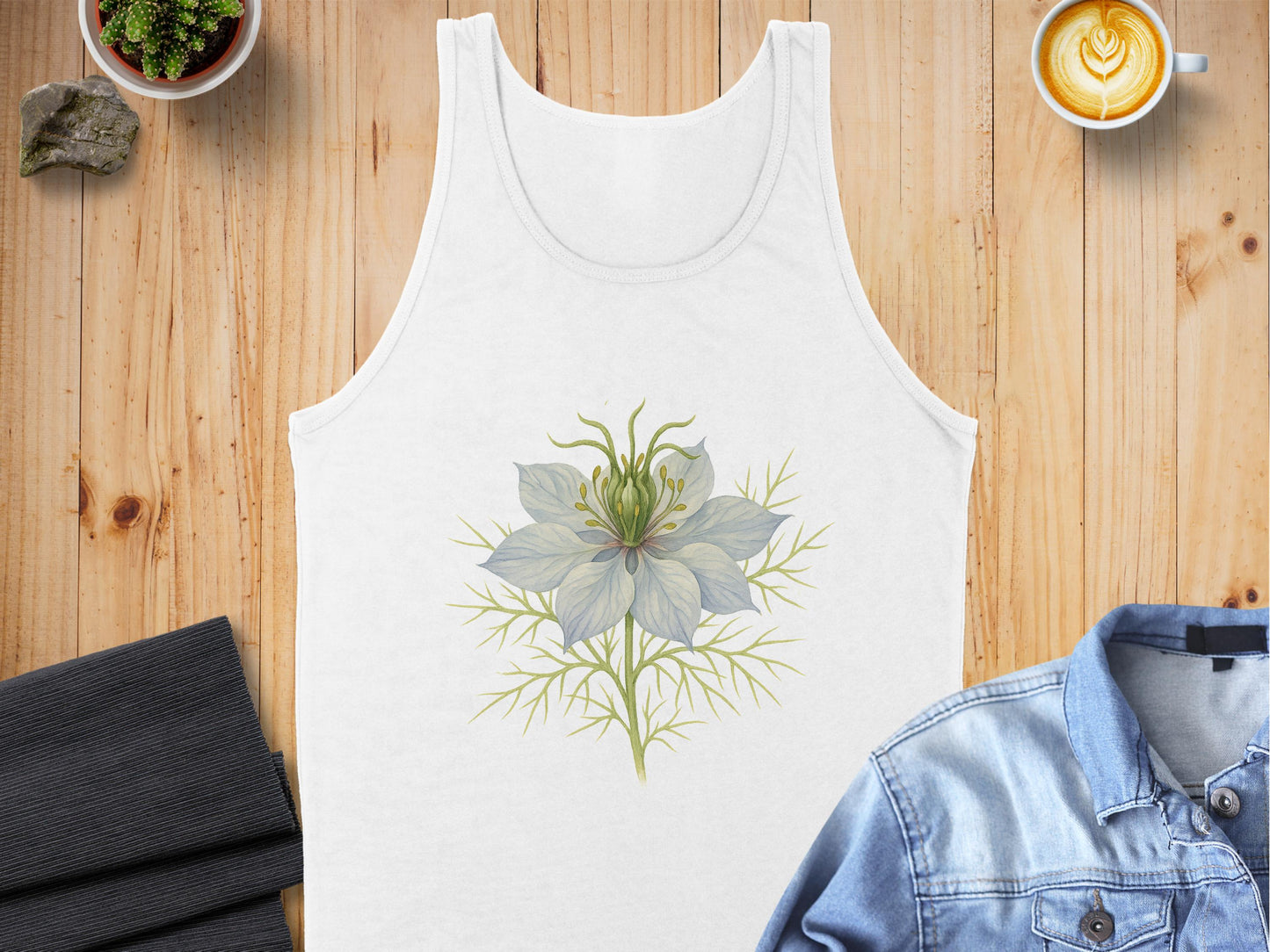 Artistic Flower Design on White Tank Top product