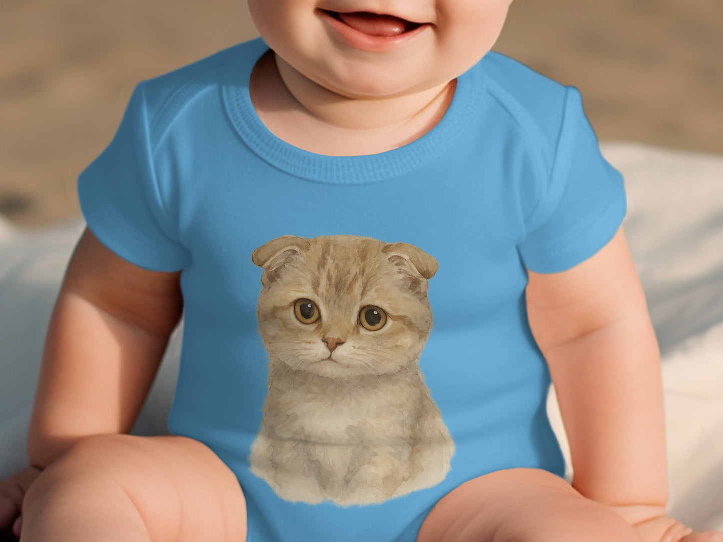 Cute Cat Print Blue Baby Bodysuit Adorable Baby Product