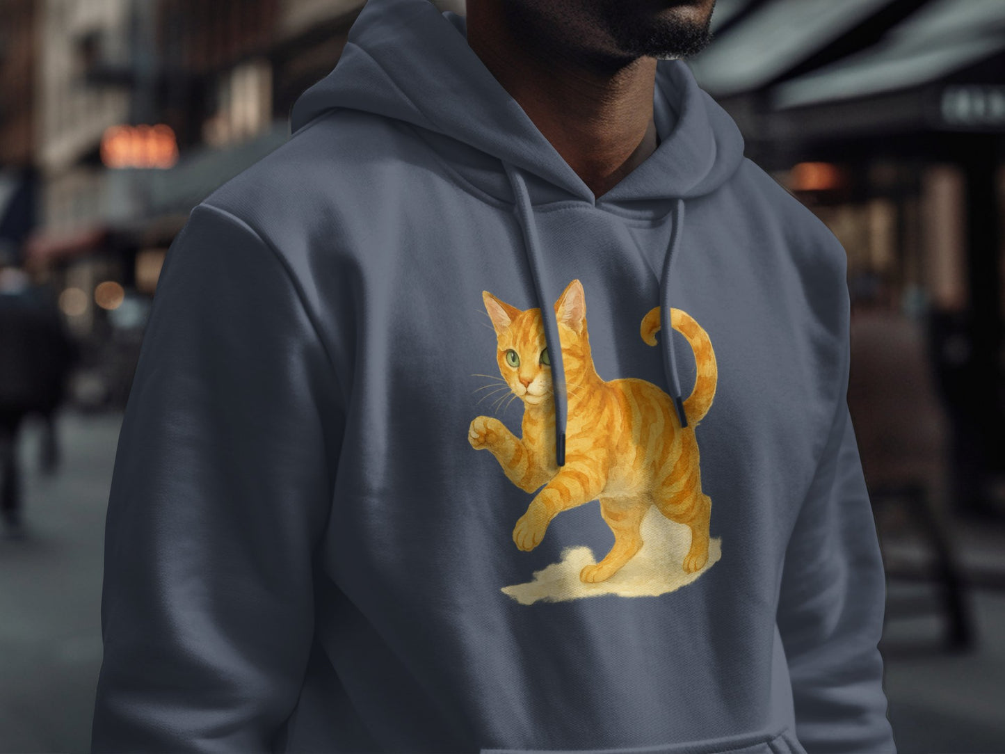 Playful Orange Cat Print Hooded Clothing product type
