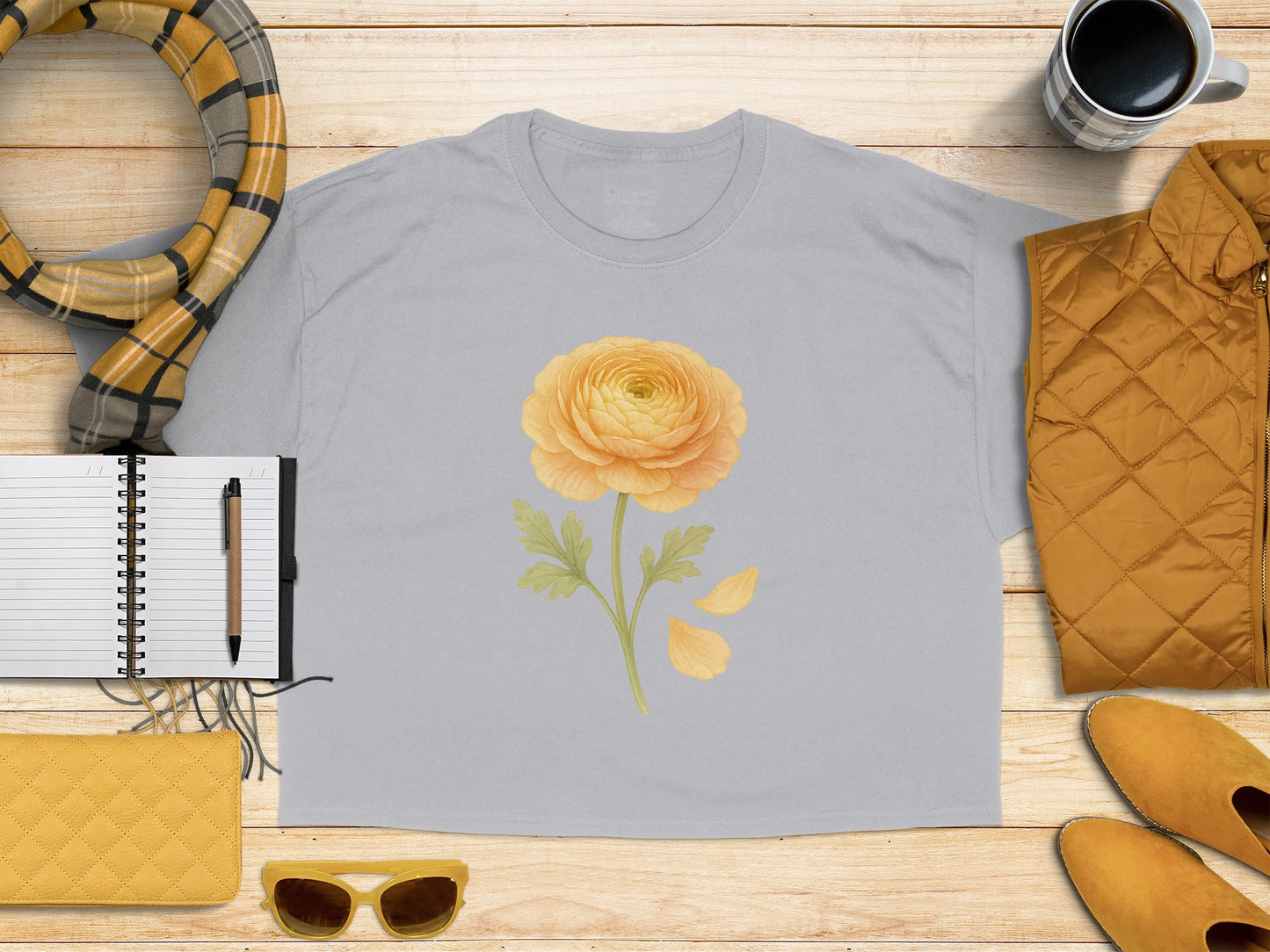 Floral T Shirt With Yellow Flower Design product type