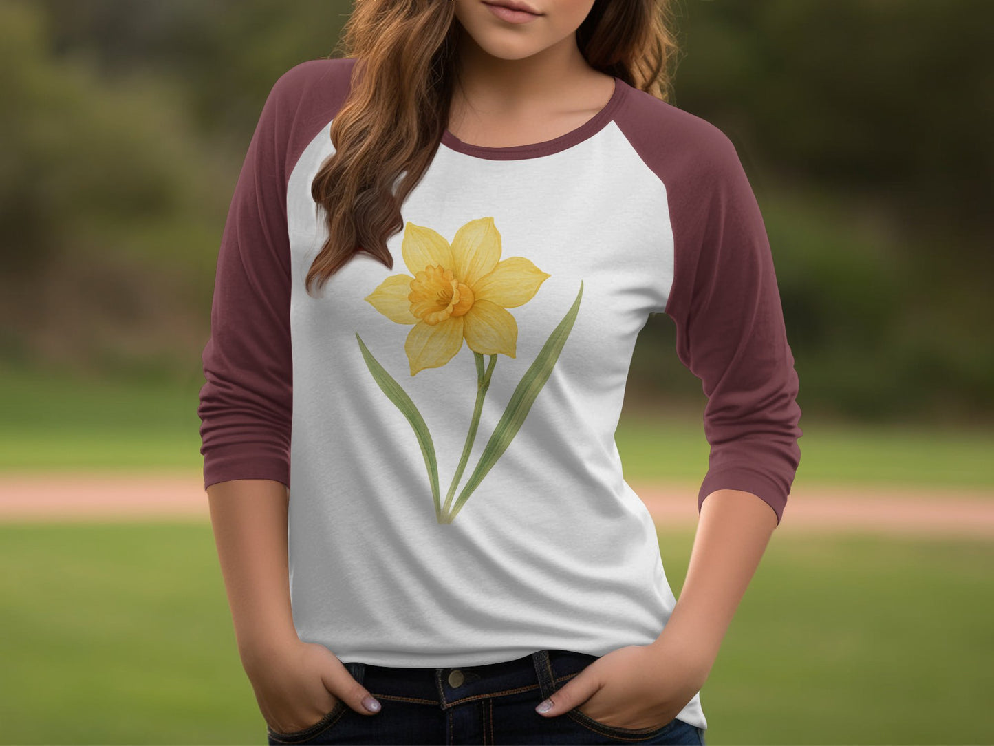 Yellow Flower Design on Stylish Sleeve T-Shirt product type