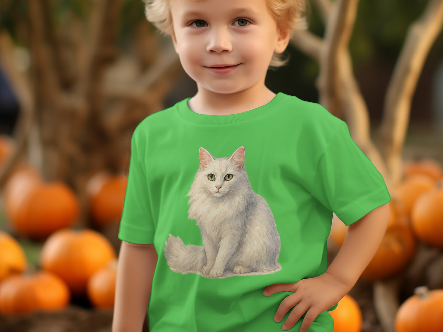 Kids Green Shirt with Cute Cat Print product type