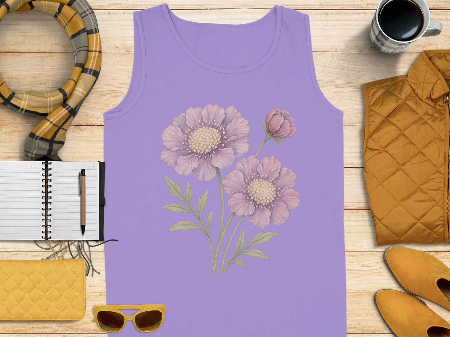 Stylish Purple Tank Top with Floral Design product type