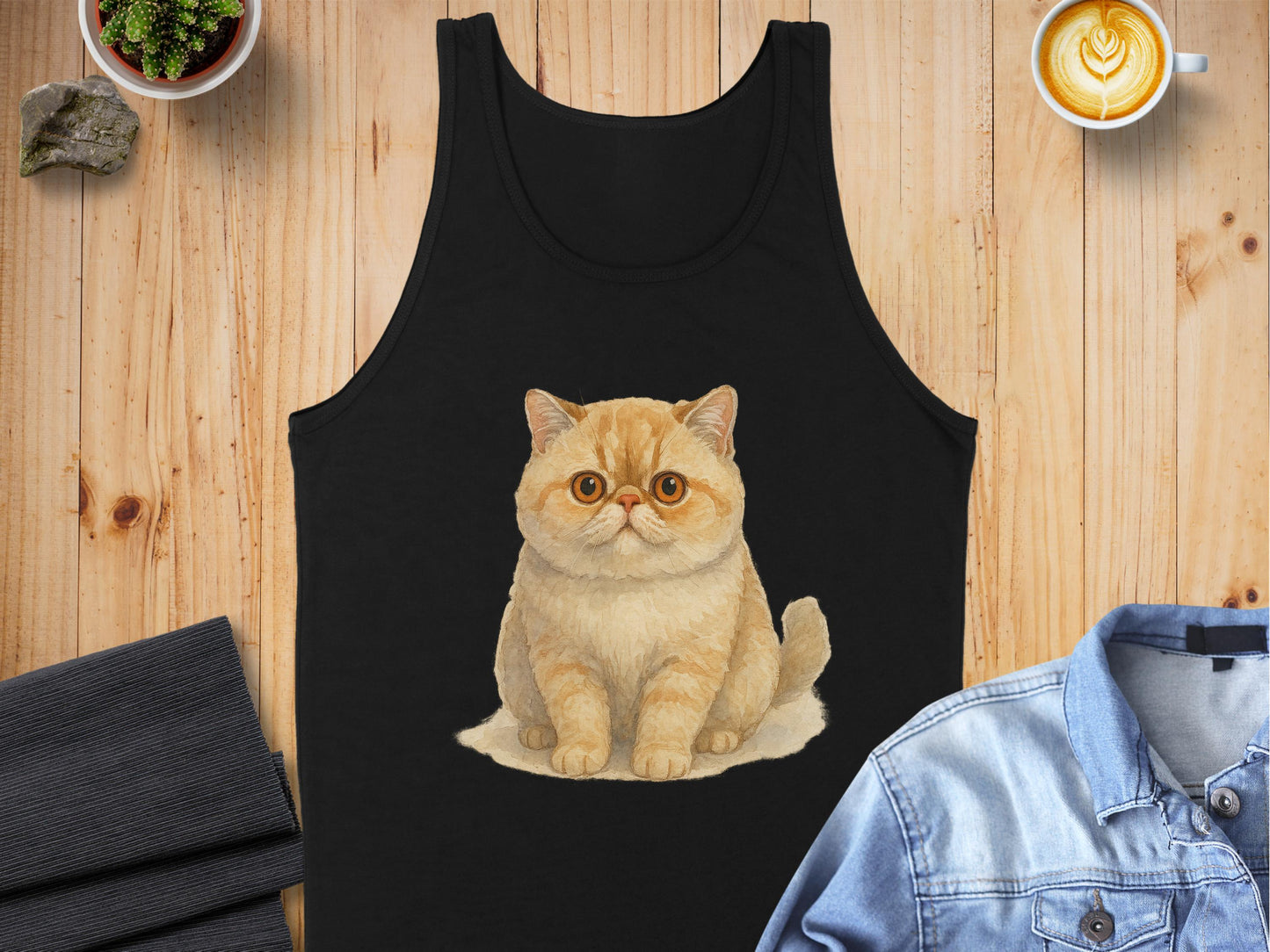 Cute Illustrated Cat Graphic Design Black Tank product