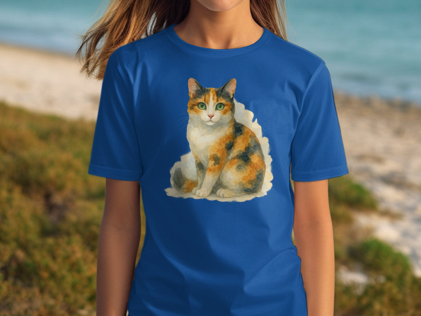 Colorful Cat Design Print Tee Shirt product type