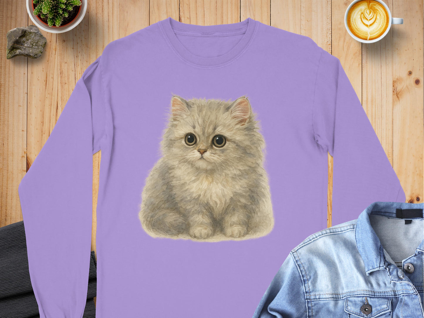 Adorable Kitten Print Long Sleeve Shirt product type